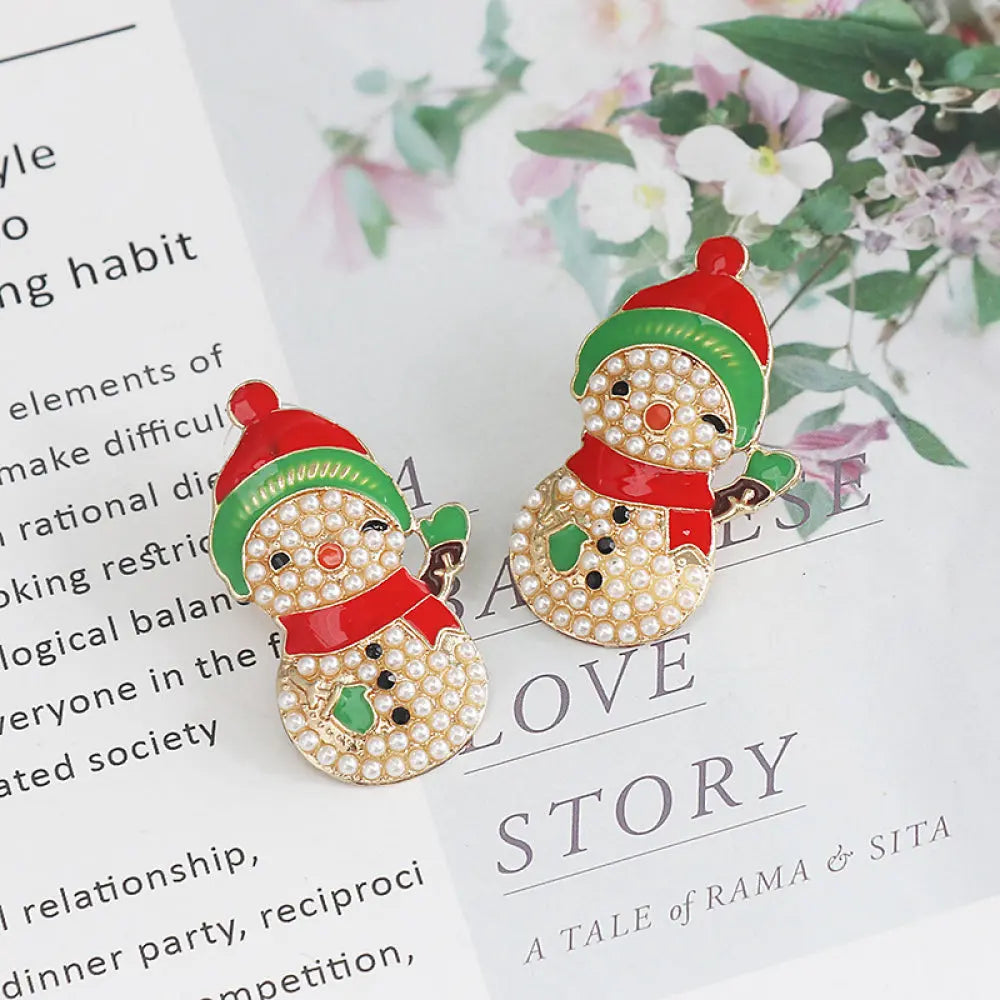 Snowman Rhinestone Alloy Earrings 2668south