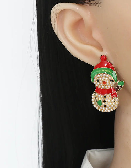 Load image into Gallery viewer, Snowman Rhinestone Alloy Earrings 2668south
