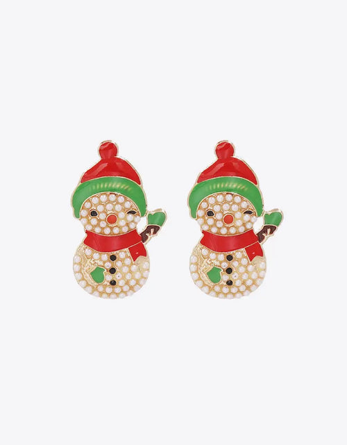 Load image into Gallery viewer, Snowman Rhinestone Alloy Earrings 2668south
