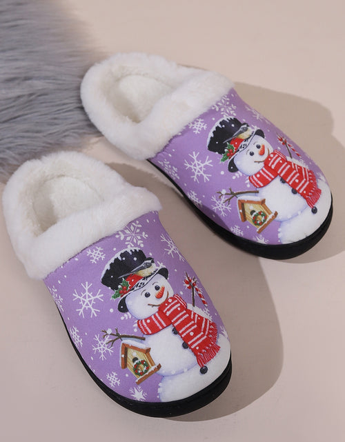 Load image into Gallery viewer, Snowman Round Toe Faux Fur Slippers 2668south
