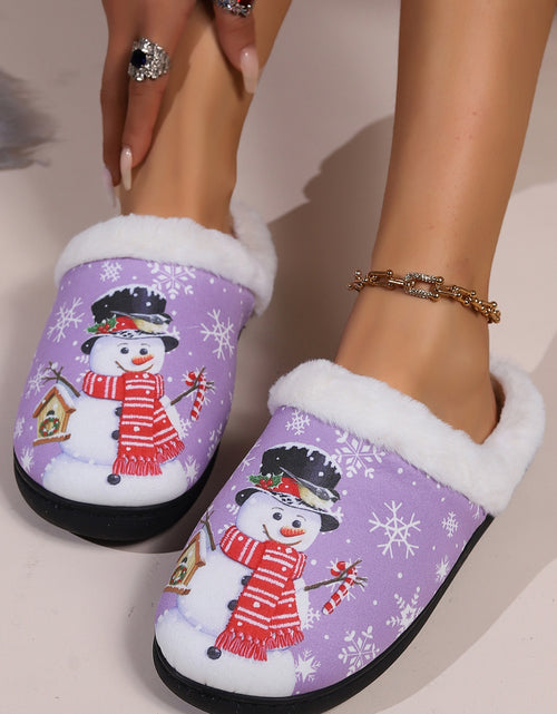 Load image into Gallery viewer, Snowman Round Toe Faux Fur Slippers 2668south
