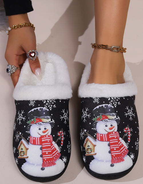 Load image into Gallery viewer, Snowman Round Toe Faux Fur Slippers 2668south
