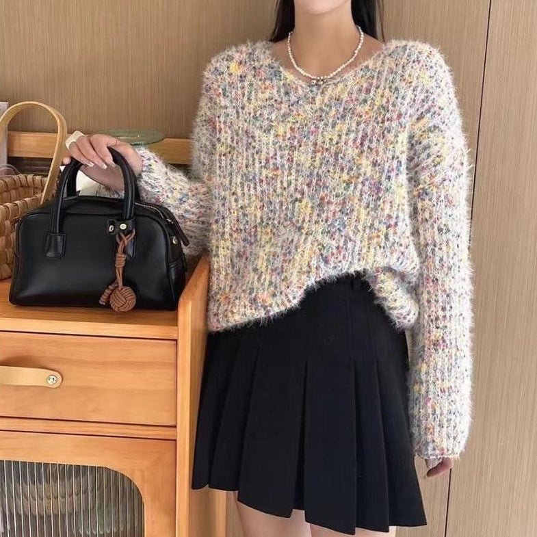 Soft Glutinous V-neck Sweater Top 2668south