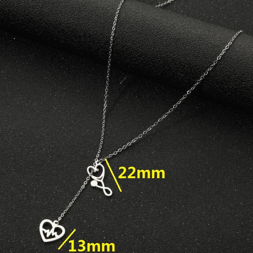 Special Interest Light Luxury Stainless Steel ECG Necklace 2668south