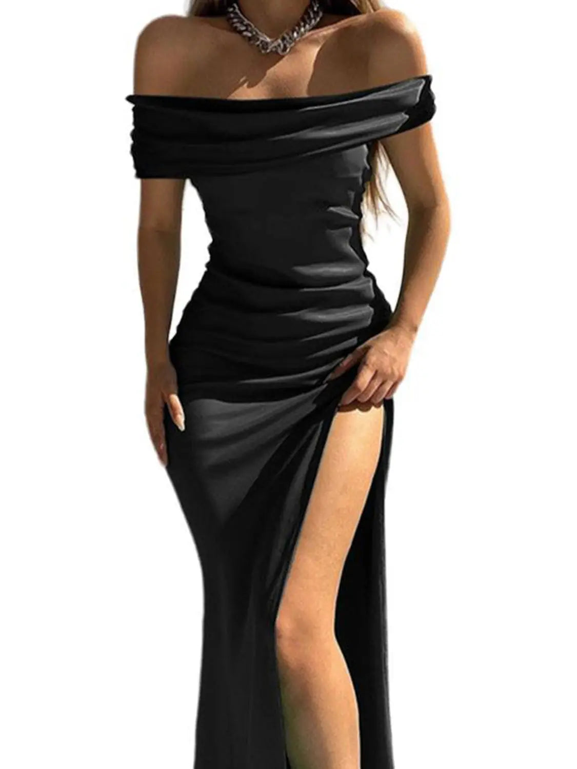 Split Ruched Off-Shoulder Dress 2668south