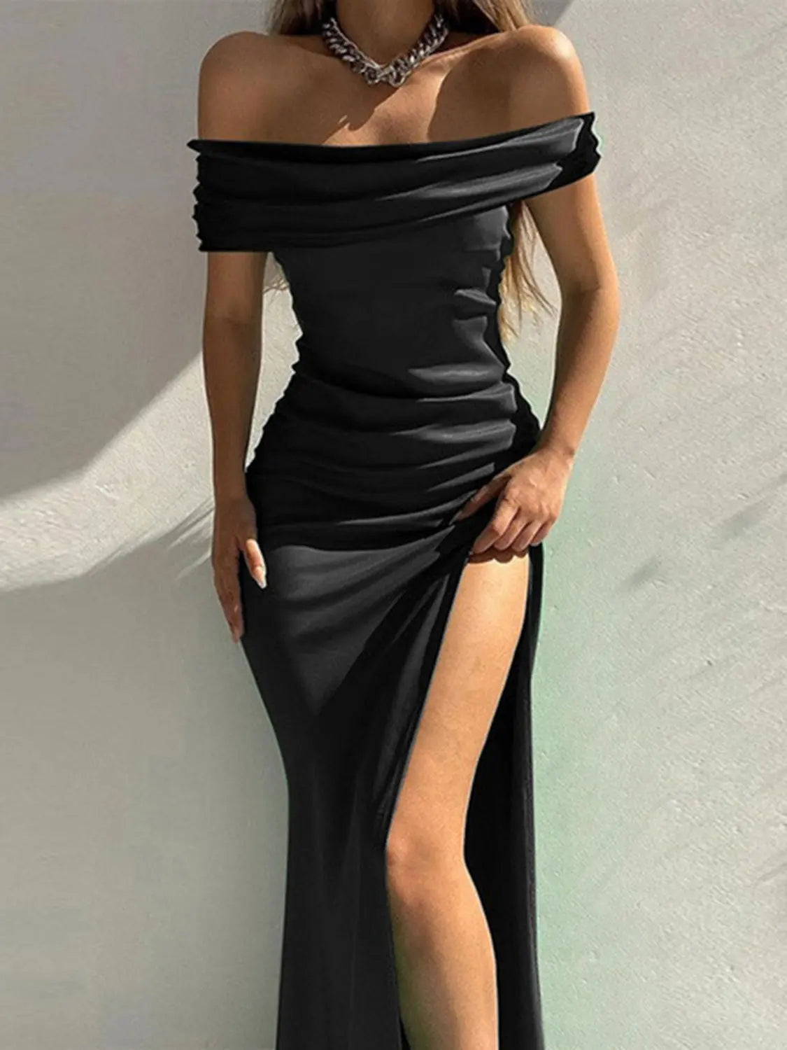 Split Ruched Off-Shoulder Dress 2668south