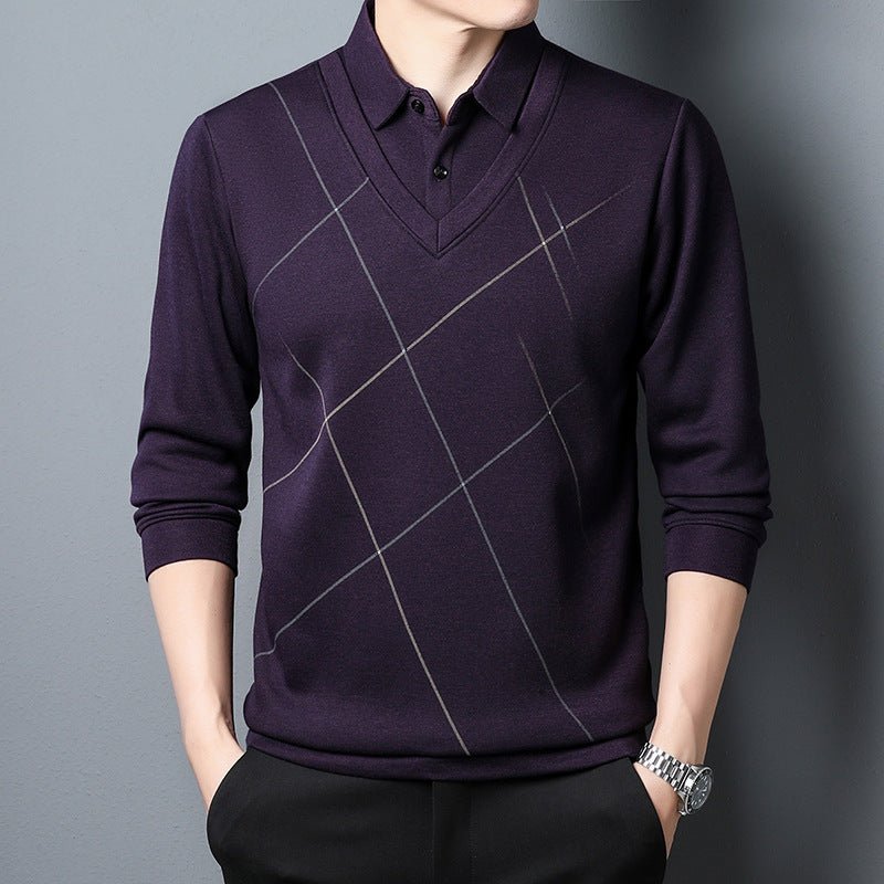 Spring And Autumn Men's Long Sleeve Fake Two Pieces T-shirt 2668south