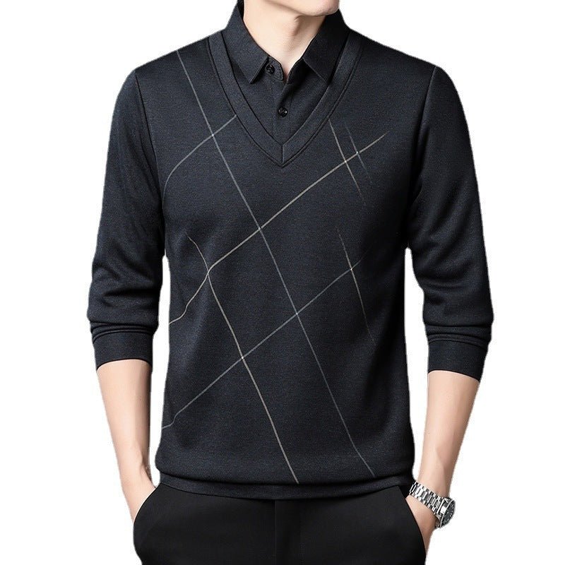 Spring And Autumn Men's Long Sleeve Fake Two Pieces T-shirt 2668south