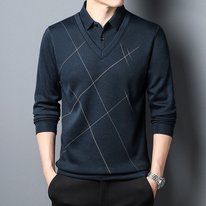 Spring And Autumn Men's Long Sleeve Fake Two Pieces T-shirt 2668south