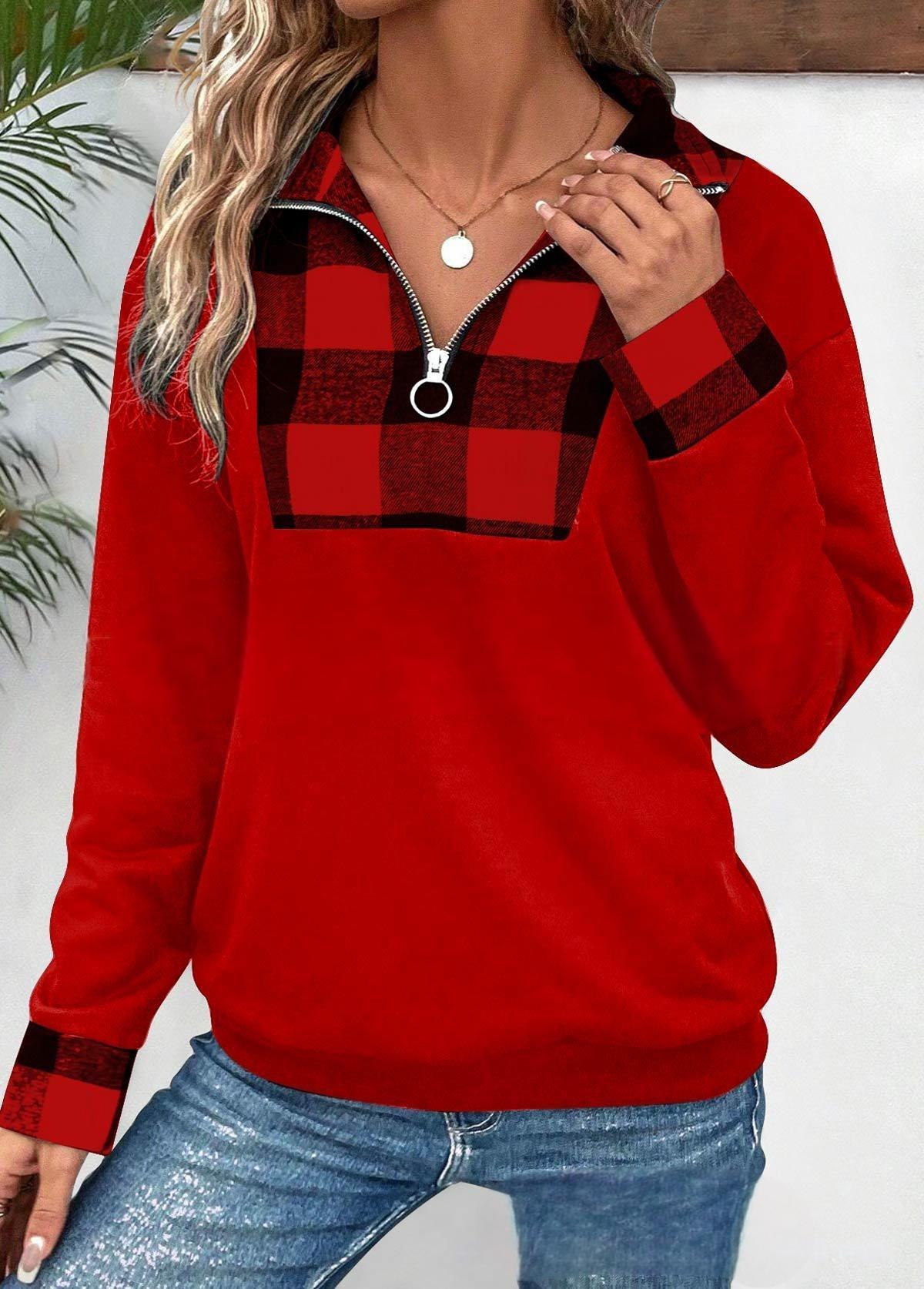 Spring And Autumn Women's Color Matching Zipper Collar Sweater 2668south