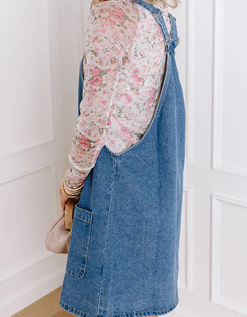 Load image into Gallery viewer, Square Neck Wide Strap Denim Overall Dress 2668south
