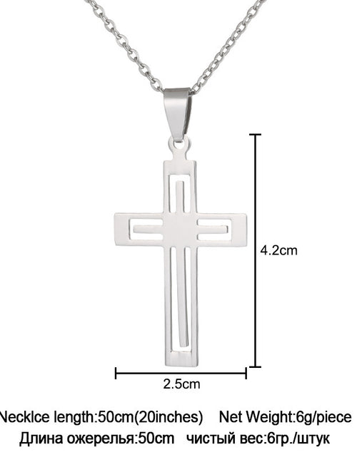 Load image into Gallery viewer, Stainless Steel Cross Necklace For Men Women Pendant Jewelry Fashion Fall Winter Sweater Necklace 2668south
