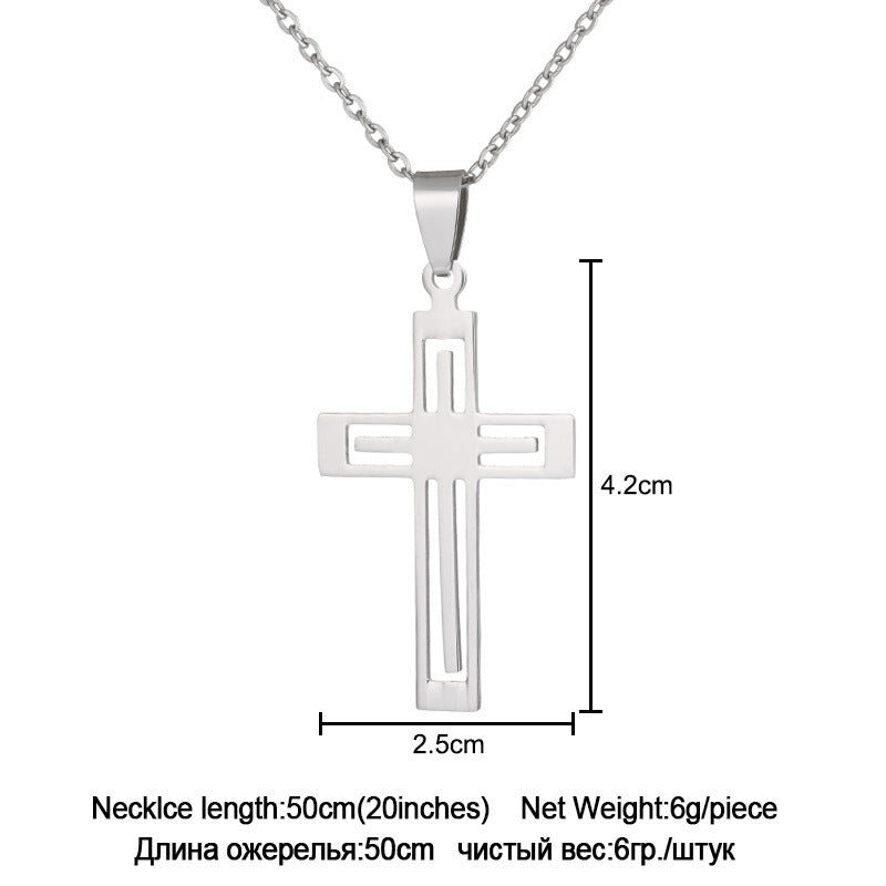 Stainless Steel Cross Necklace For Men Women Pendant Jewelry Fashion Fall Winter Sweater Necklace 2668south