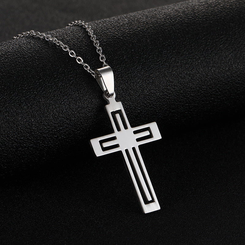 Stainless Steel Cross Necklace For Men Women Pendant Jewelry Fashion Fall Winter Sweater Necklace 2668south