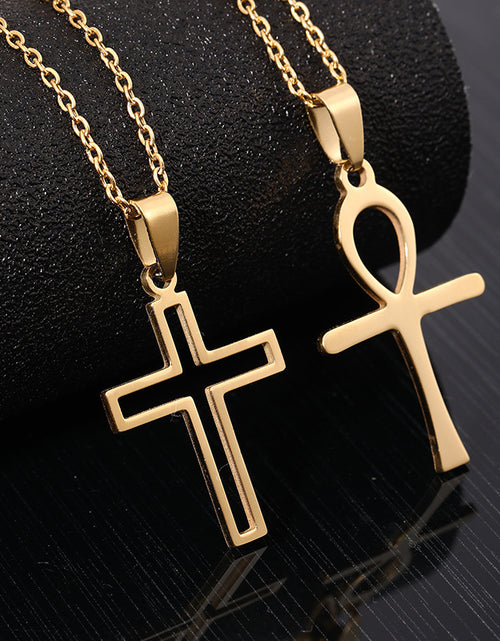 Load image into Gallery viewer, Stainless Steel Cross Necklace For Men Women Pendant Jewelry Fashion Fall Winter Sweater Necklace 2668south
