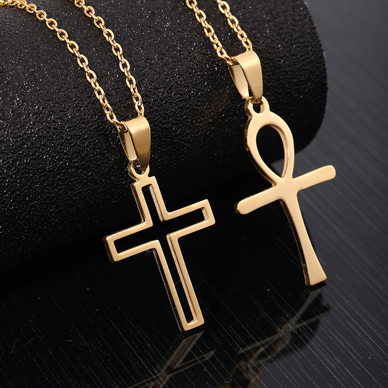 Stainless Steel Cross Necklace For Men Women Pendant Jewelry Fashion Fall Winter Sweater Necklace 2668south