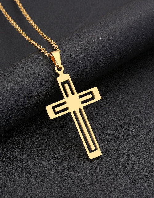 Load image into Gallery viewer, Stainless Steel Cross Necklace For Men Women Pendant Jewelry Fashion Fall Winter Sweater Necklace 2668south
