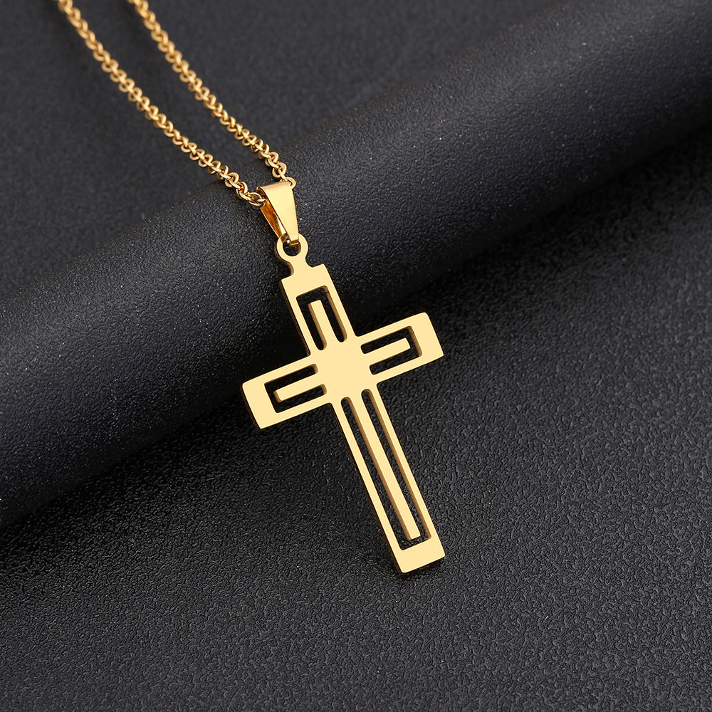 Stainless Steel Cross Necklace For Men Women Pendant Jewelry Fashion Fall Winter Sweater Necklace 2668south