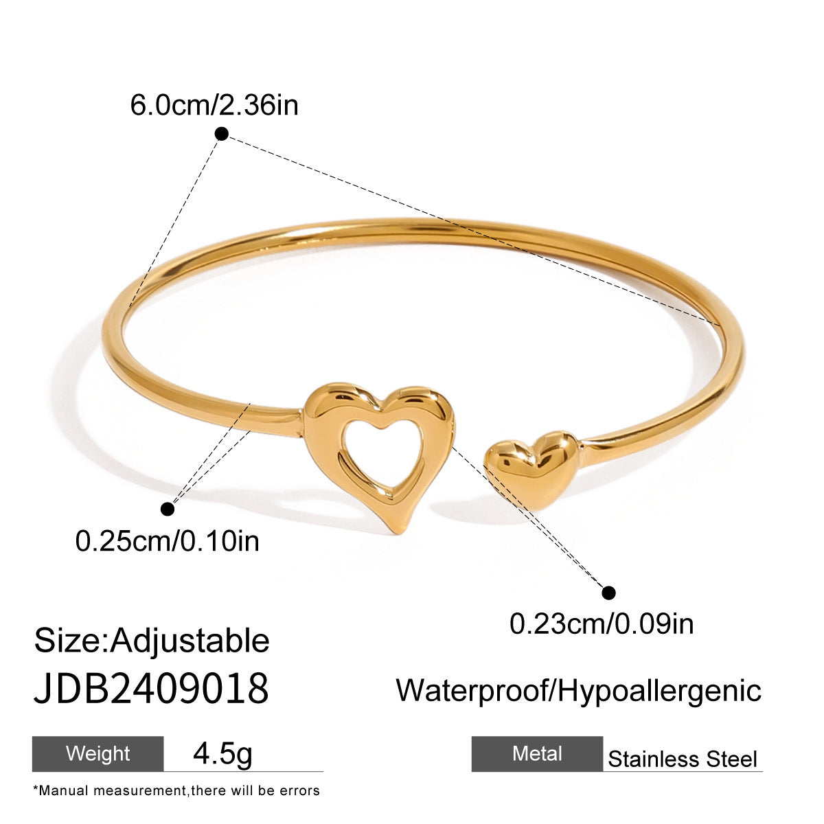 Stainless Steel Irregular Water Drop Open-ended Bracelet 2668south