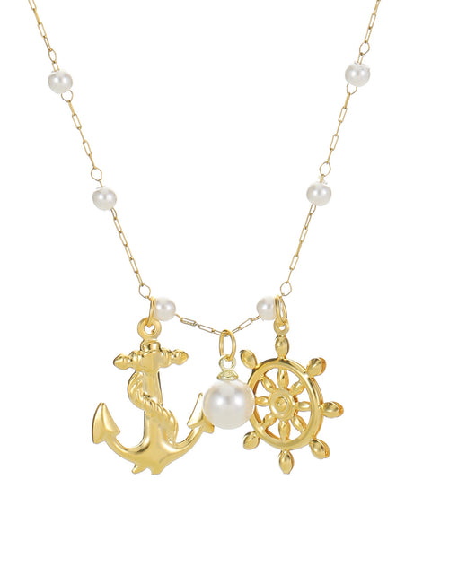 Load image into Gallery viewer, Stainless Steel Starfish Boat Anchor Small Fish Ocean Necklace 2668south
