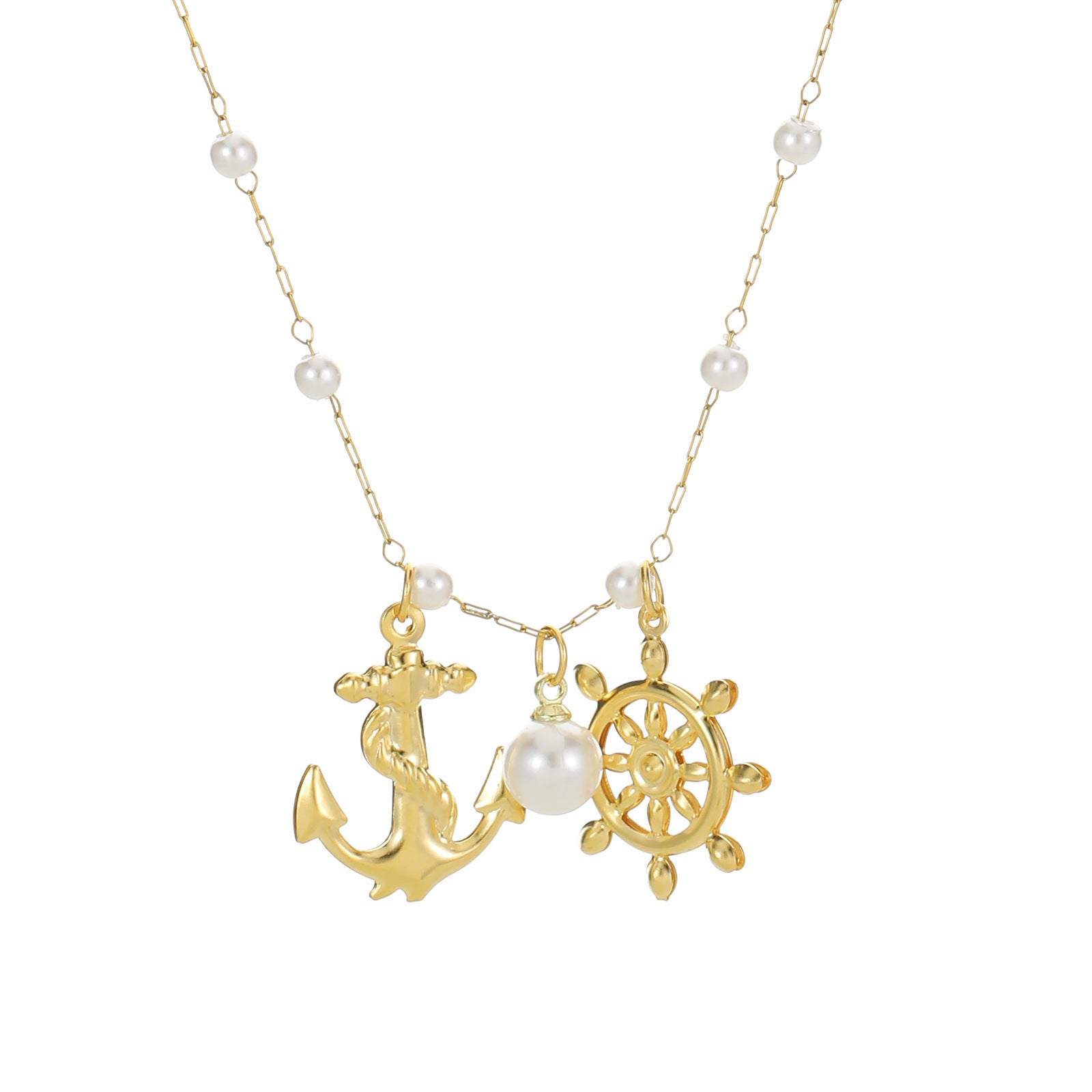 Stainless Steel Starfish Boat Anchor Small Fish Ocean Necklace 2668south