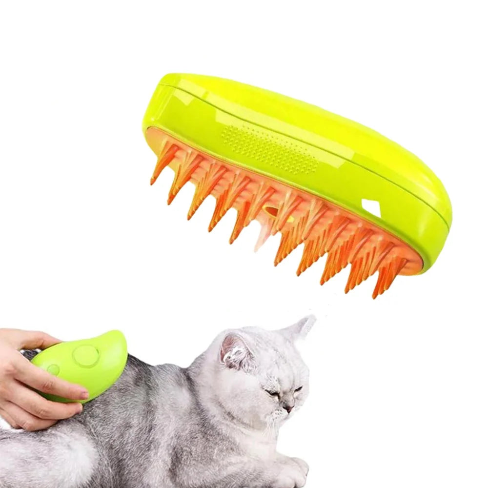 Steamy Dog Brush Electric Spray Cat Hair Brush 3 In1 Dog Steamer Brush for Massage Pet Grooming Removing Tangled and Loose Hair 2668south