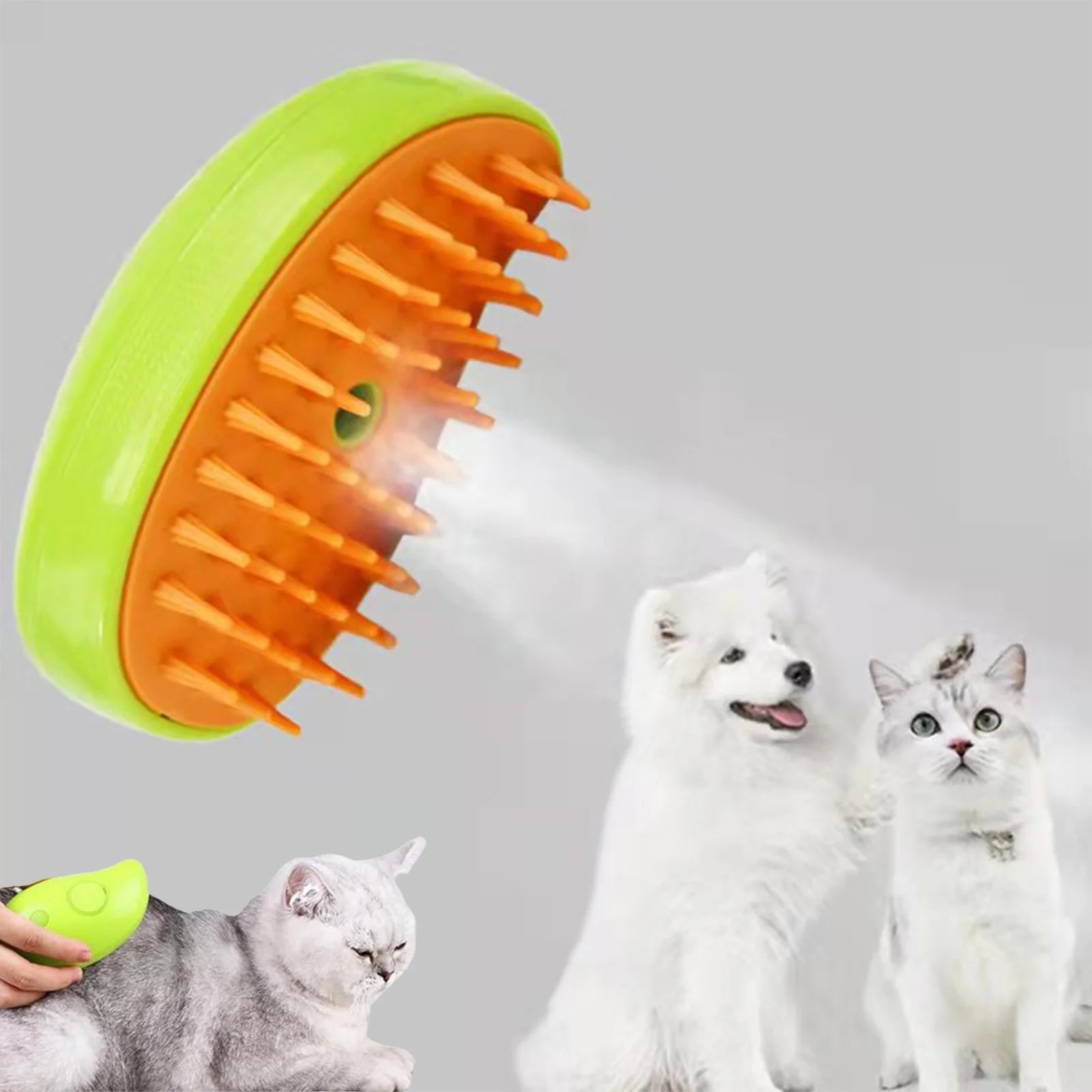 Steamy Dog Brush Electric Spray Cat Hair Brush 3 In1 Dog Steamer Brush for Massage Pet Grooming Removing Tangled and Loose Hair 2668south