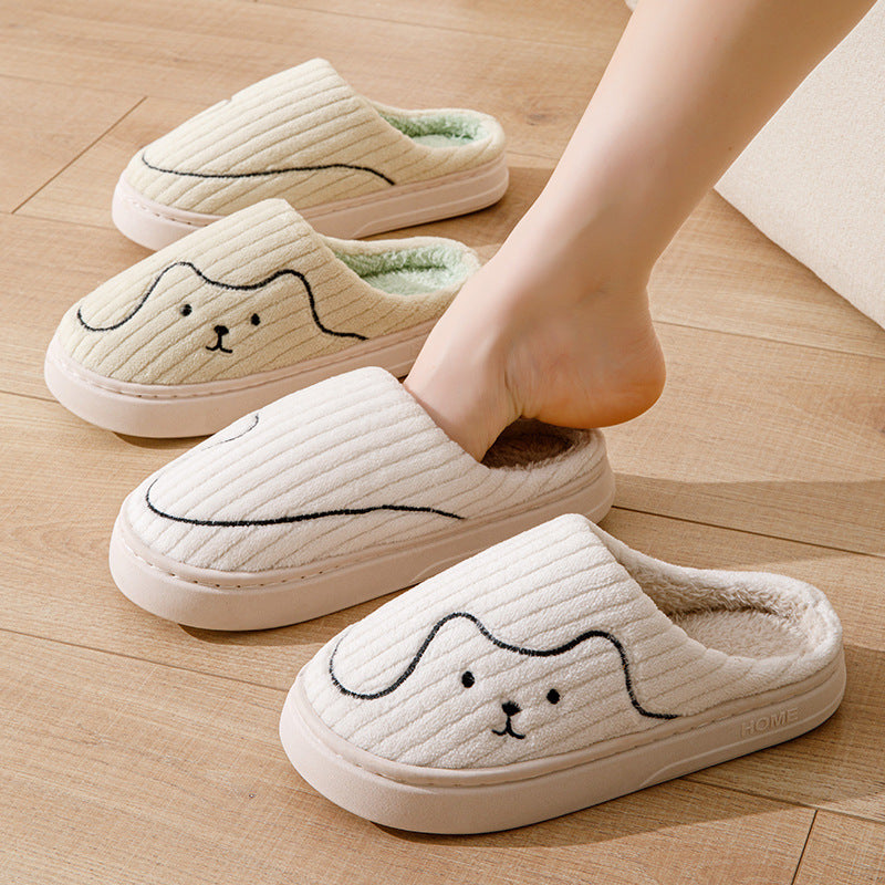 Striped Cat Slippers Indoor Couple Non-slip Floor Bedroom Slipper Winter Warm Plush House Shoes Women Men 2668south