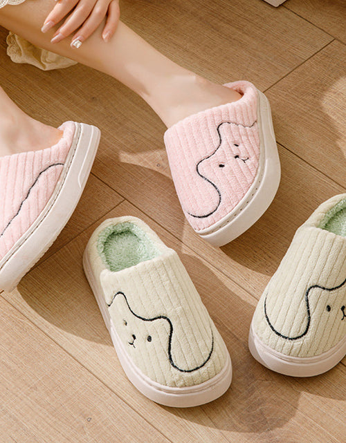 تحميل الصورة إلى عارض المعرض، Striped Cat Slippers Indoor Couple Non-slip Floor Bedroom Slipper Winter Warm Plush House Shoes Women Men 2668south
