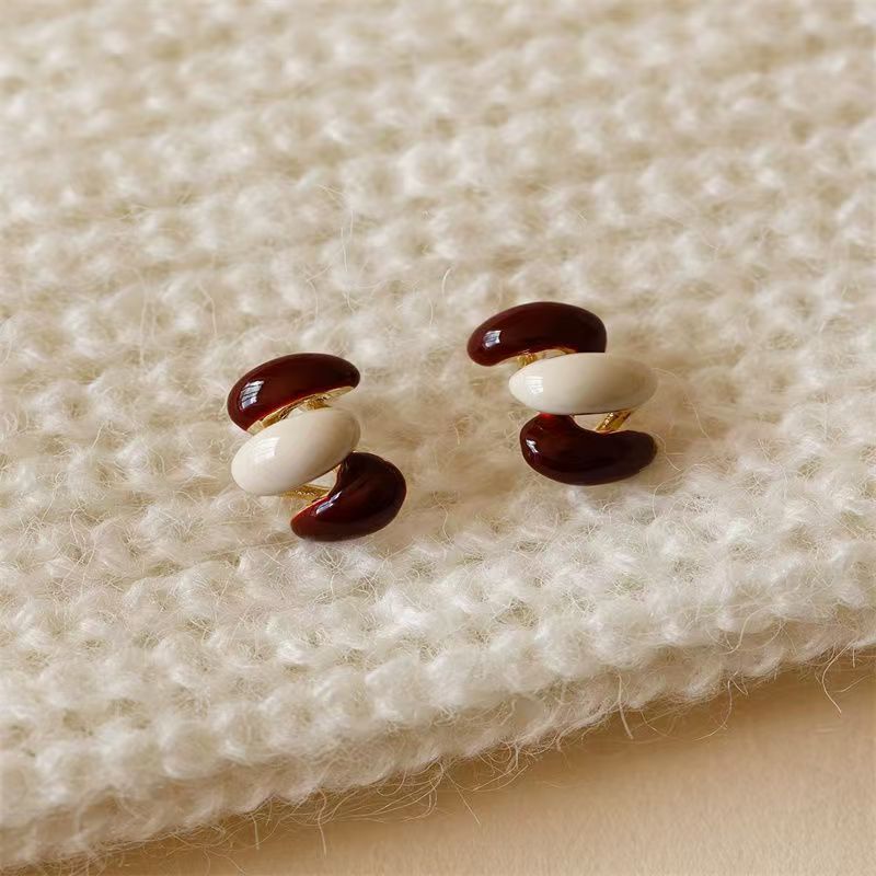 Stud Earrings Women's Design Sense Niche Drip Glazed 2668south