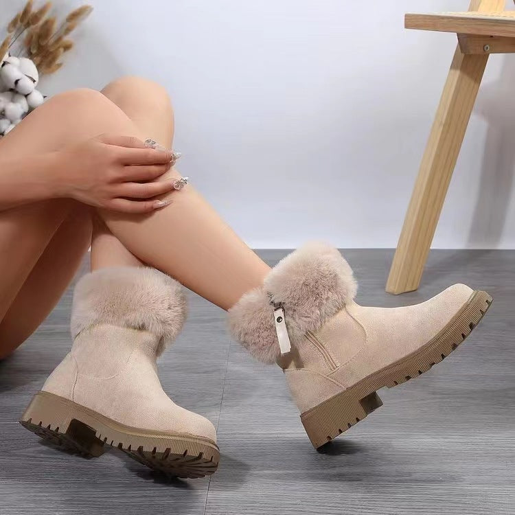 Suede Faux Fur Boots with Side Zipper 2668south