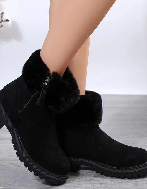 Load image into Gallery viewer, Suede Faux Fur Boots with Side Zipper 2668south
