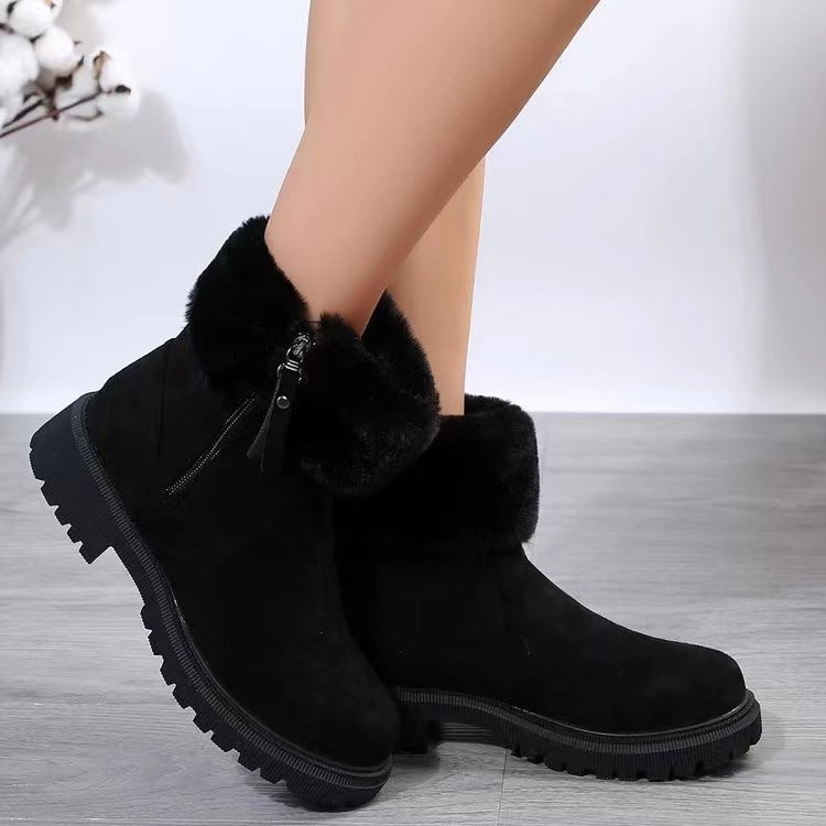 Suede Faux Fur Boots with Side Zipper 2668south