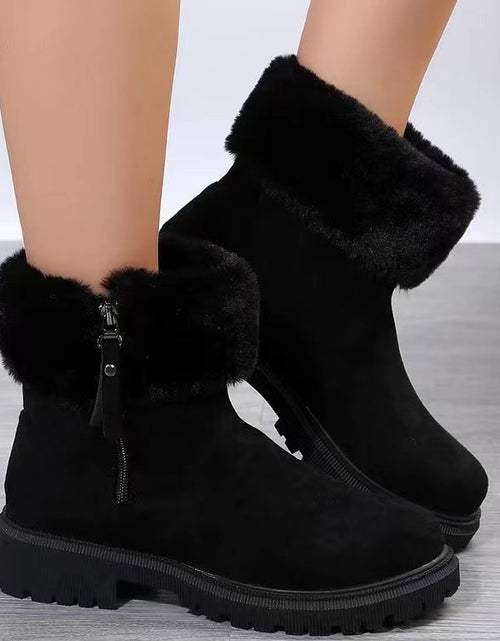 Load image into Gallery viewer, Suede Faux Fur Boots with Side Zipper 2668south
