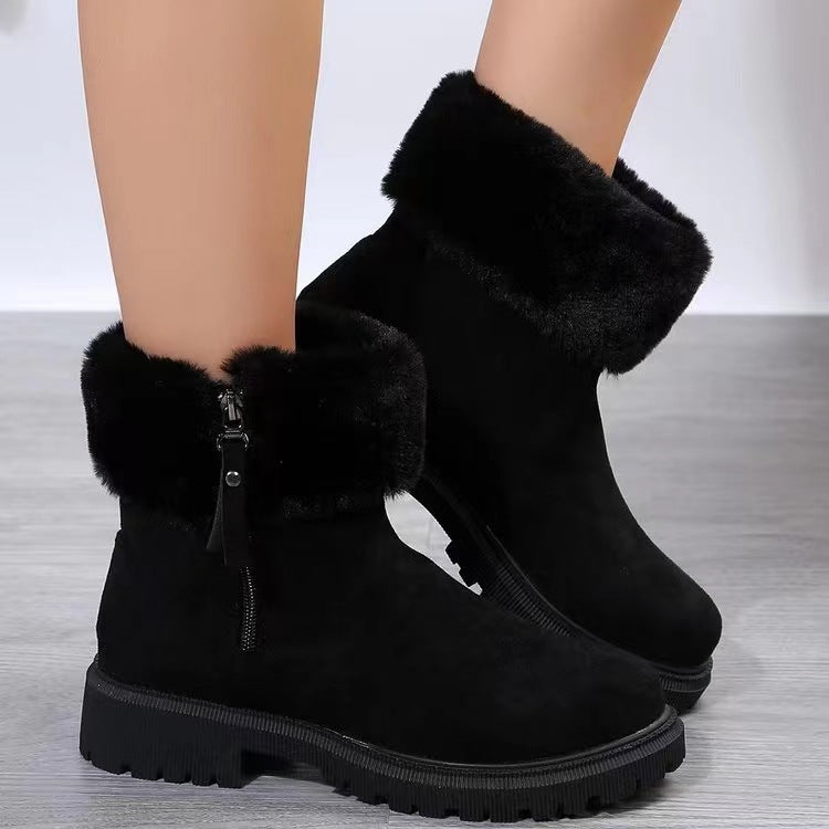 Suede Faux Fur Boots with Side Zipper 2668south