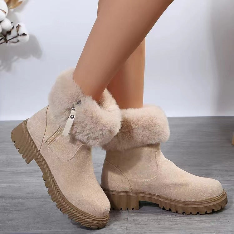 Suede Faux Fur Boots with Side Zipper 2668south