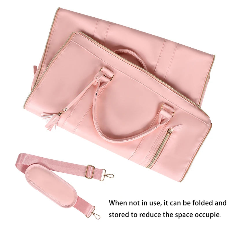 Suit Storage Bag Travel Women PU Folding Travel Bag Large Capacity Hand Luggage Bag Multi Function Waterproof Travel Organizer 2668south