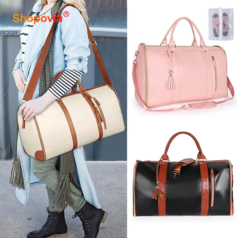 Suit Storage Bag Travel Women PU Folding Travel Bag Large Capacity Hand Luggage Bag Multi Function Waterproof Travel Organizer 2668south