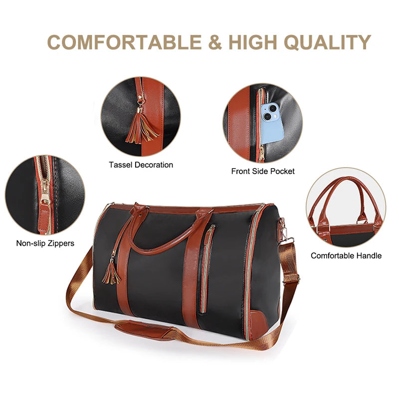 Suit Storage Bag Travel Women PU Folding Travel Bag Large Capacity Hand Luggage Bag Multi Function Waterproof Travel Organizer 2668south