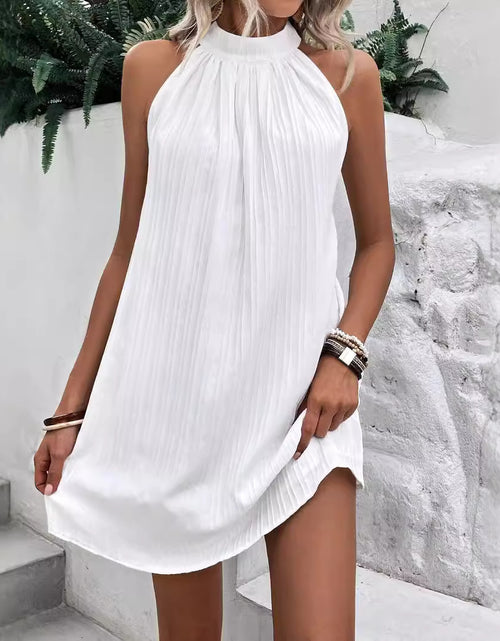 Load image into Gallery viewer, Summer High-end Sleeveless European And American Ladies Round Neck Mid-length Pleated Dress 2668south
