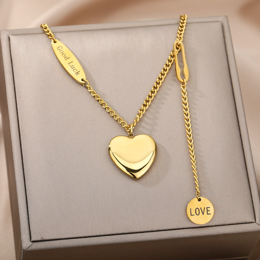 Sweet Love Pendant Necklace Temperament Double-layer Simple Design Clavicle Chain 2668south