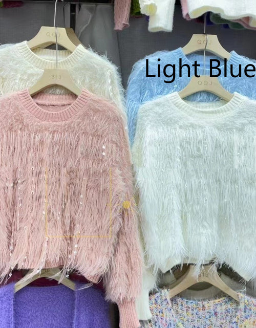 Load image into Gallery viewer, Sweet Style Mink Fur Pullover Highlight Strip Sweater For Women 2668south
