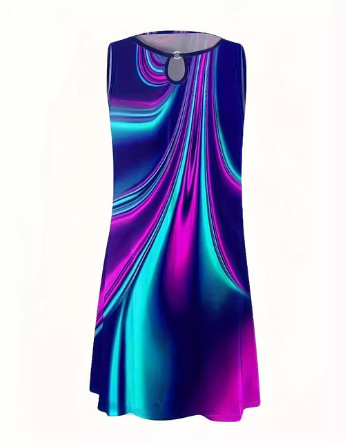 Load image into Gallery viewer, Temperament Commute Digital Printing Laser Metal Decorative Sleeveless Dress 2668south
