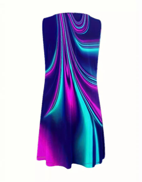 Load image into Gallery viewer, Temperament Commute Digital Printing Laser Metal Decorative Sleeveless Dress 2668south
