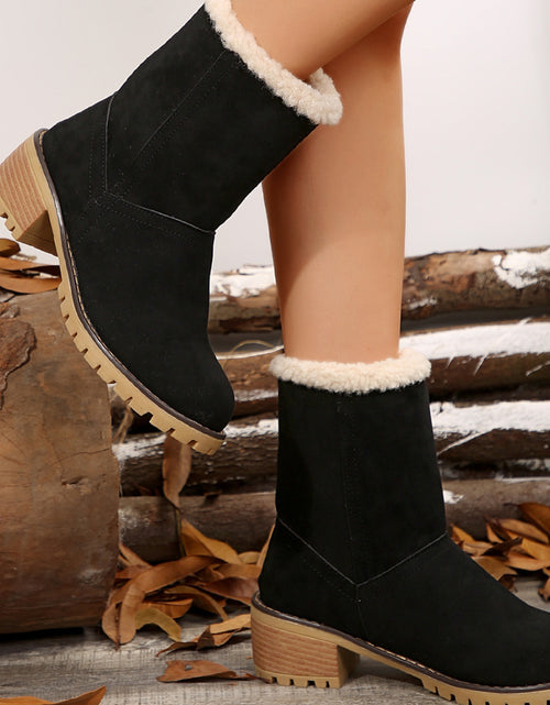 Load image into Gallery viewer, Thermal Fuzzy Block Heel Boots 2668south
