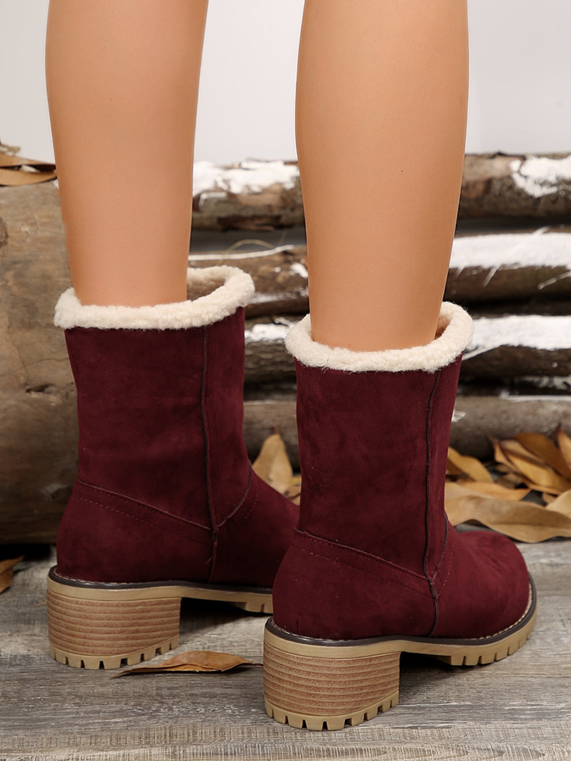 Thermal Fuzzy Block Heel Boots 2668south