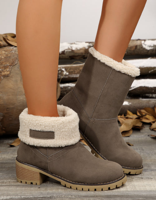 Load image into Gallery viewer, Thermal Fuzzy Block Heel Boots 2668south
