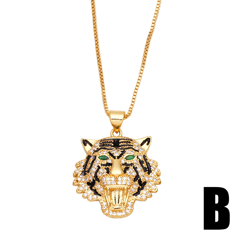 Three-dimensional Full Diamond Painting Oil Tiger Head Pendant Necklace 2668south