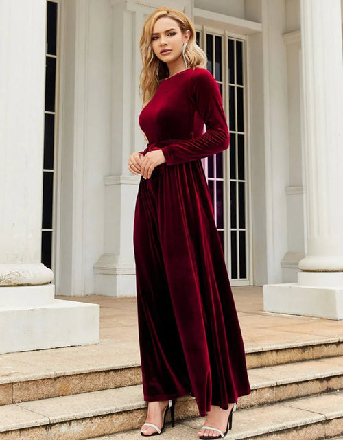 Load image into Gallery viewer, Tie Front Round Neck Long Sleeve Maxi Dress 2668south
