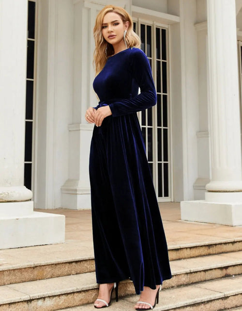 Load image into Gallery viewer, Tie Front Round Neck Long Sleeve Maxi Dress 2668south
